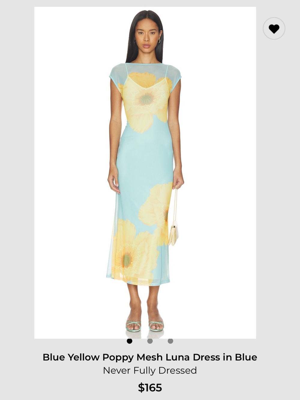 Blue Yellow Poppy mesh Luna dress in Blue